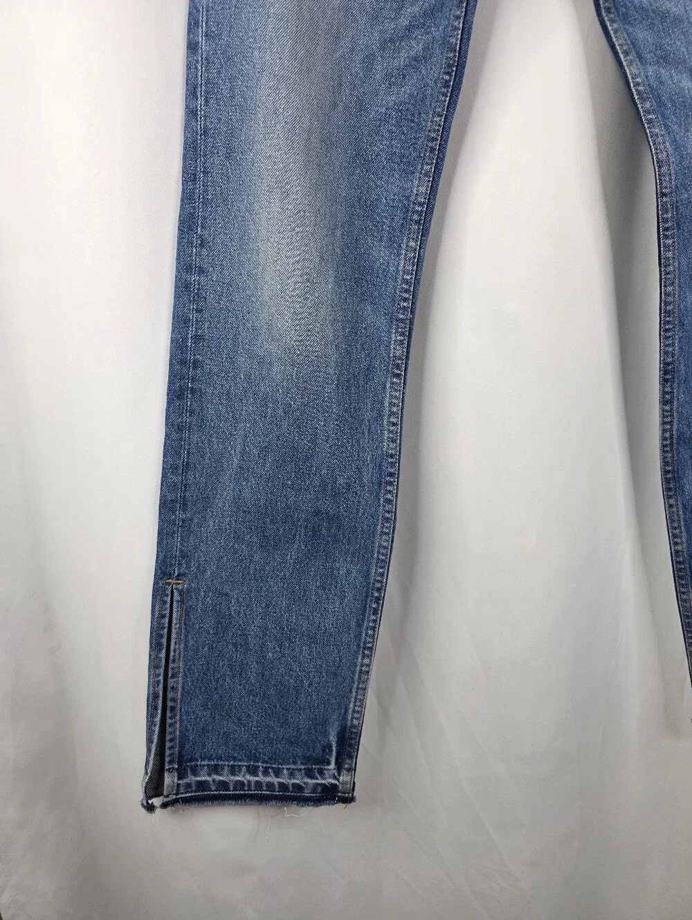 EB Denim Women's Size 27 High Rise Straight Leg Denim Jeans Split Hem Button Fly